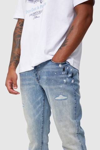 LUIGI PAINT SPLASH FLARE JEAN - BLUE