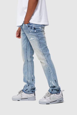 LUIGI PAINT SPLASH FLARE JEAN - BLUE