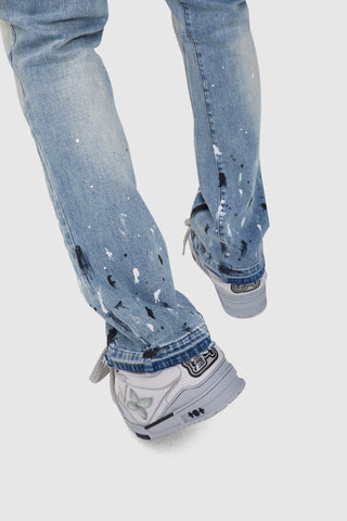 LUIGI PAINT SPLASH FLARE JEAN - BLUE