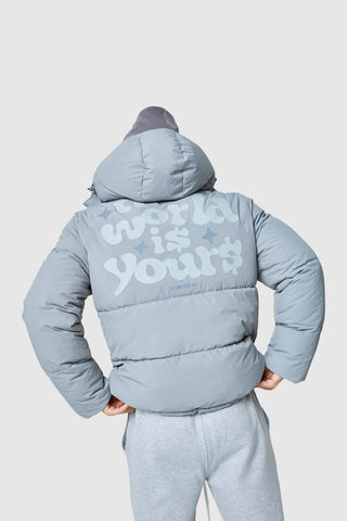 World Is Yours Puffer Jacket - Moon Grey