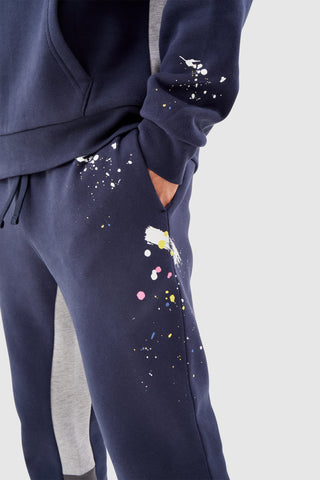 FLARED PAINT SMEAR JOGGER - NAVY