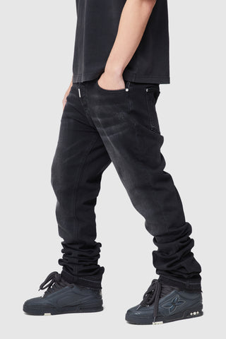 Stacked Jean - Black Stone Wash