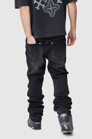 Stacked Jean - Black Stone Wash