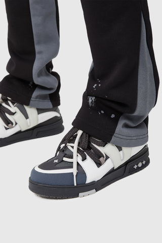 FLARED TONAL PAINT JOGGER - BLACK