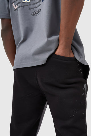 FLARED TONAL PAINT JOGGER - BLACK